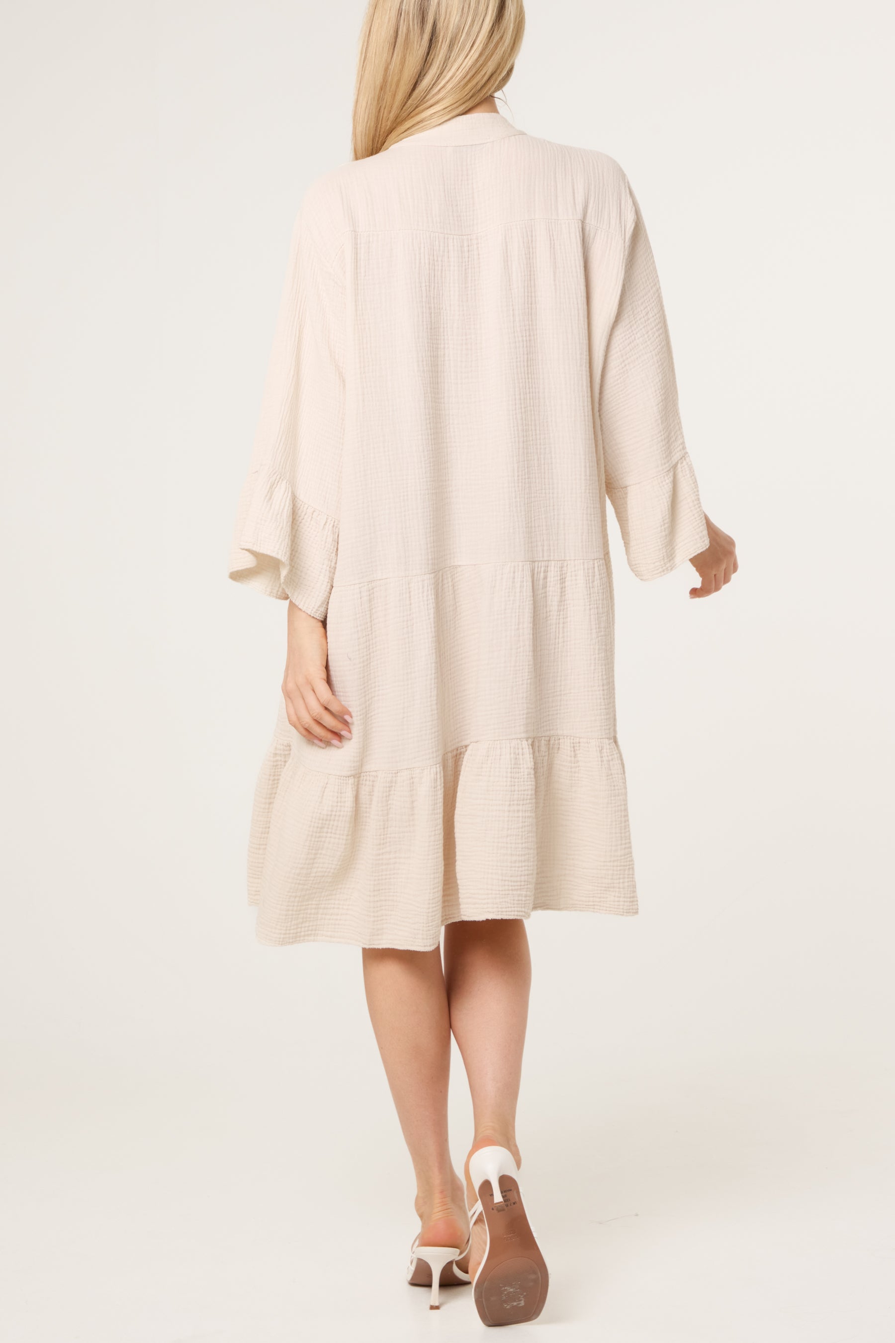 Cotton Cheesecloth Tiered Mini Dress