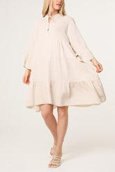 Cotton Cheesecloth Tiered Mini Dress