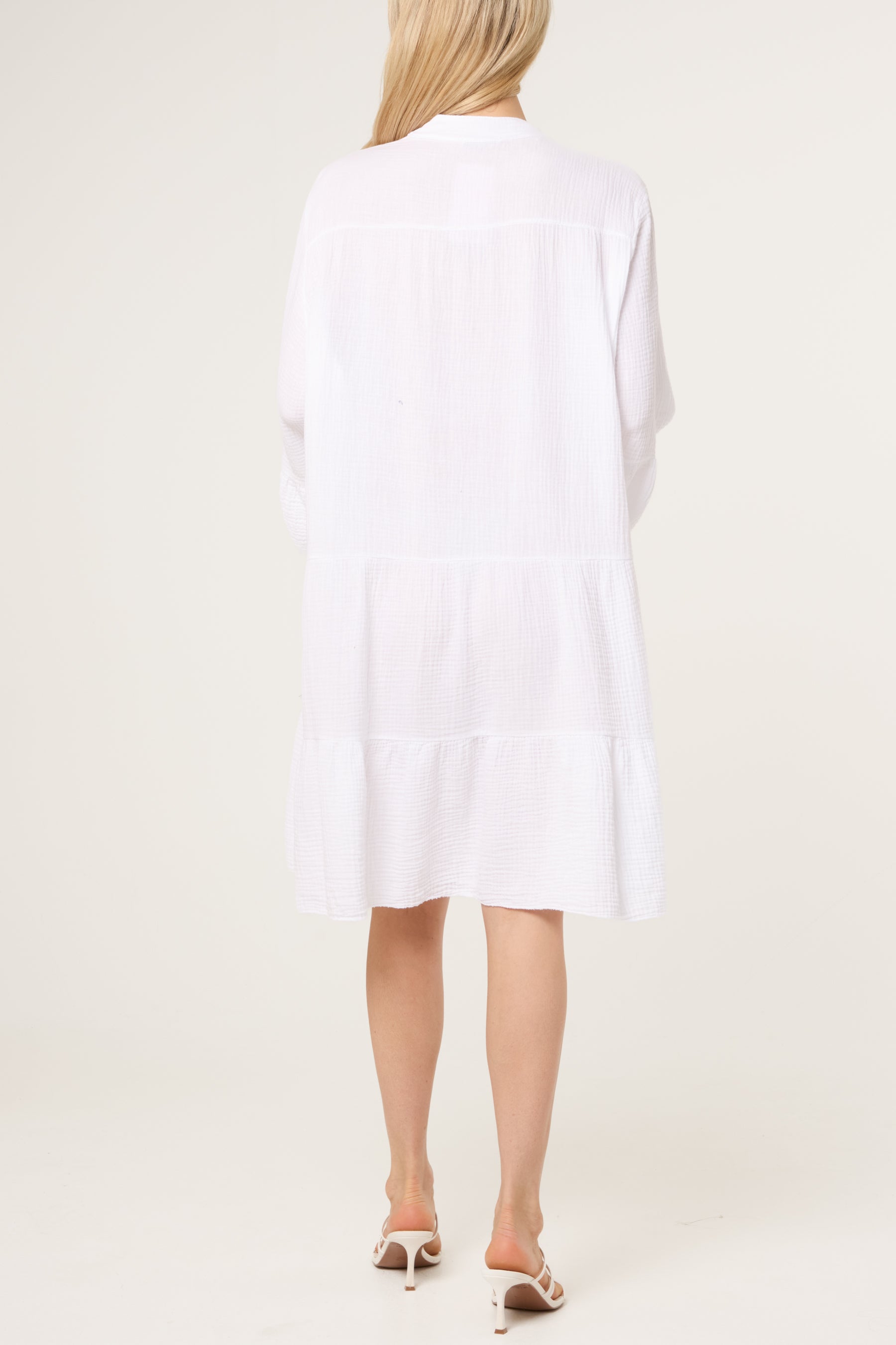 Cotton Cheesecloth Tiered Mini Dress