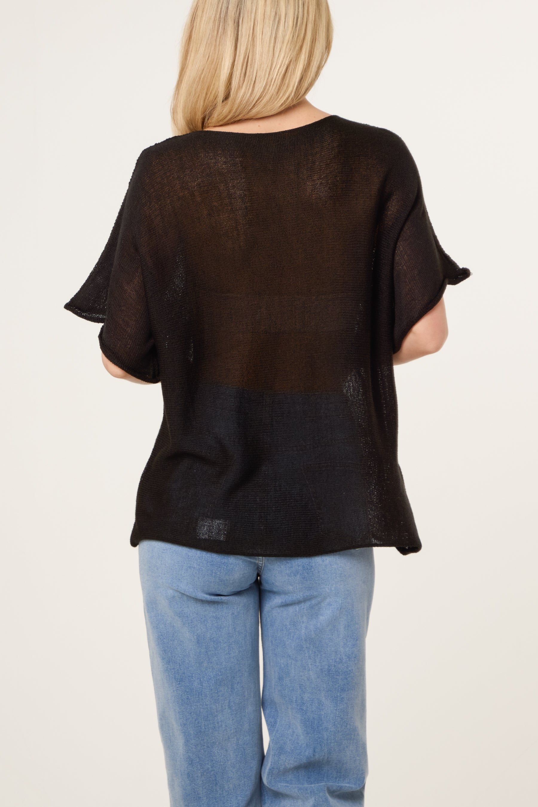 Short Sleeve Fine Knit Top