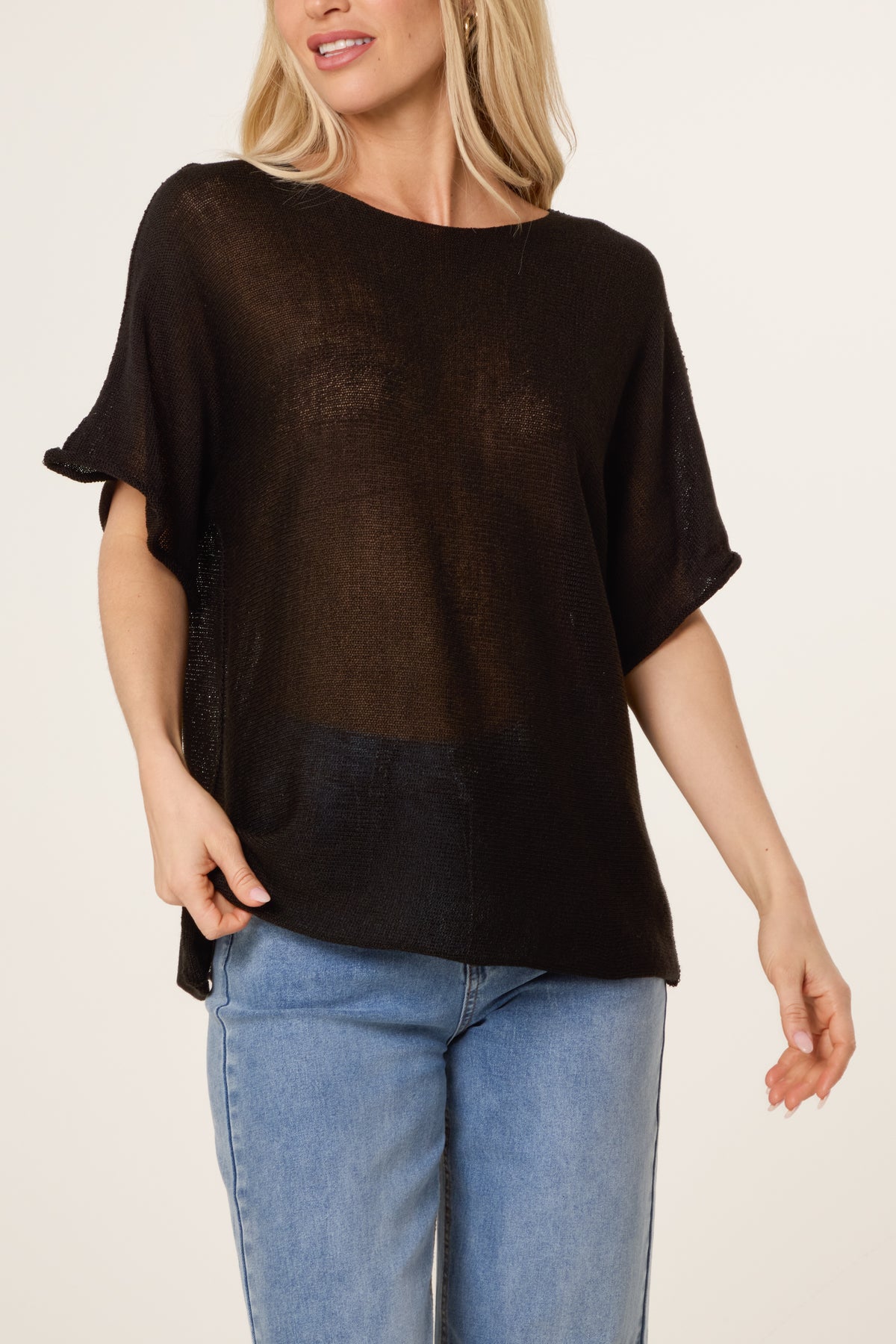 Short Sleeve Fine Knit Top