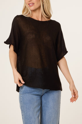 Short Sleeve Fine Knit Top