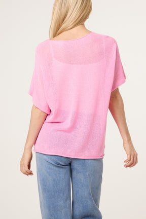 Short Sleeve Fine Knit Top