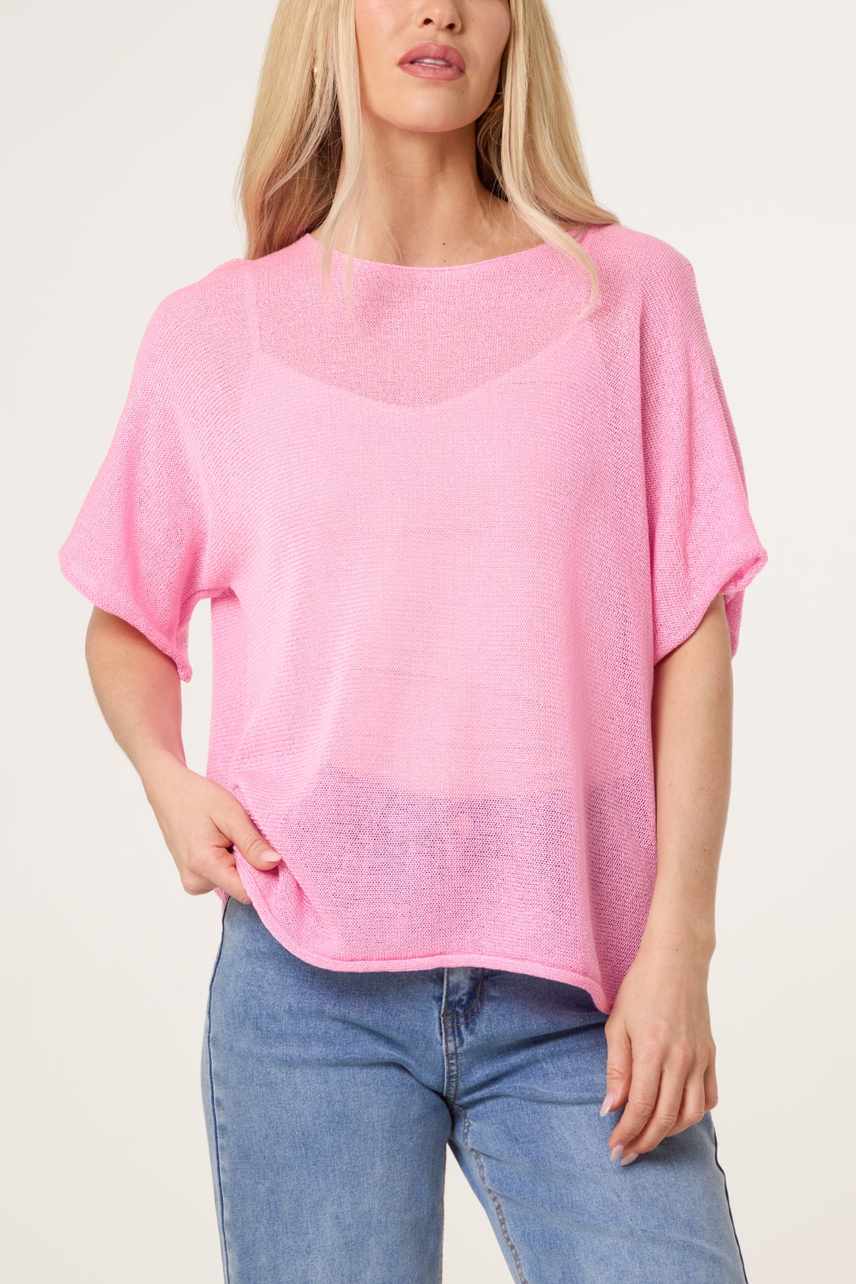 Short Sleeve Fine Knit Top