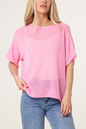 Short Sleeve Fine Knit Top