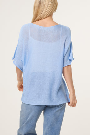 Short Sleeve Fine Knit Top