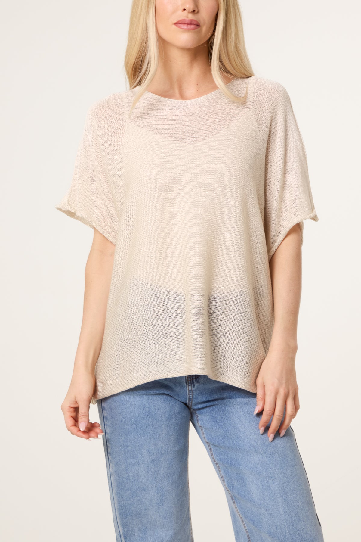 Short Sleeve Fine Knit Top