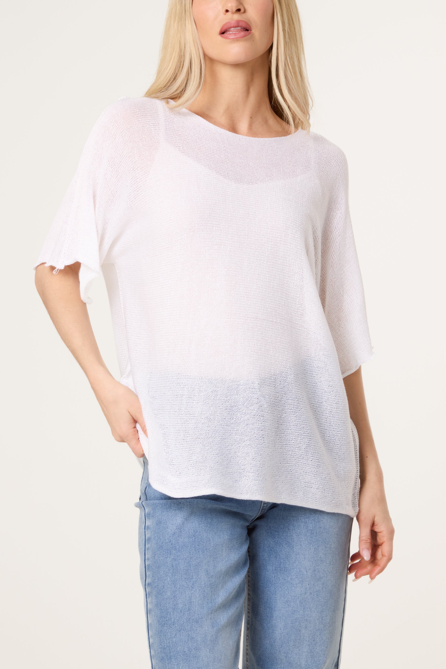 Short Sleeve Fine Knit Top