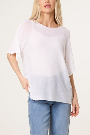 Short Sleeve Fine Knit Top