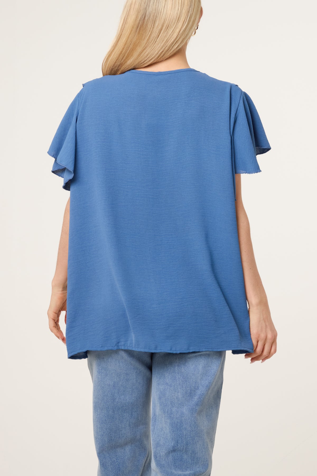 Ruffle Neck Frill Sleeve Blouse