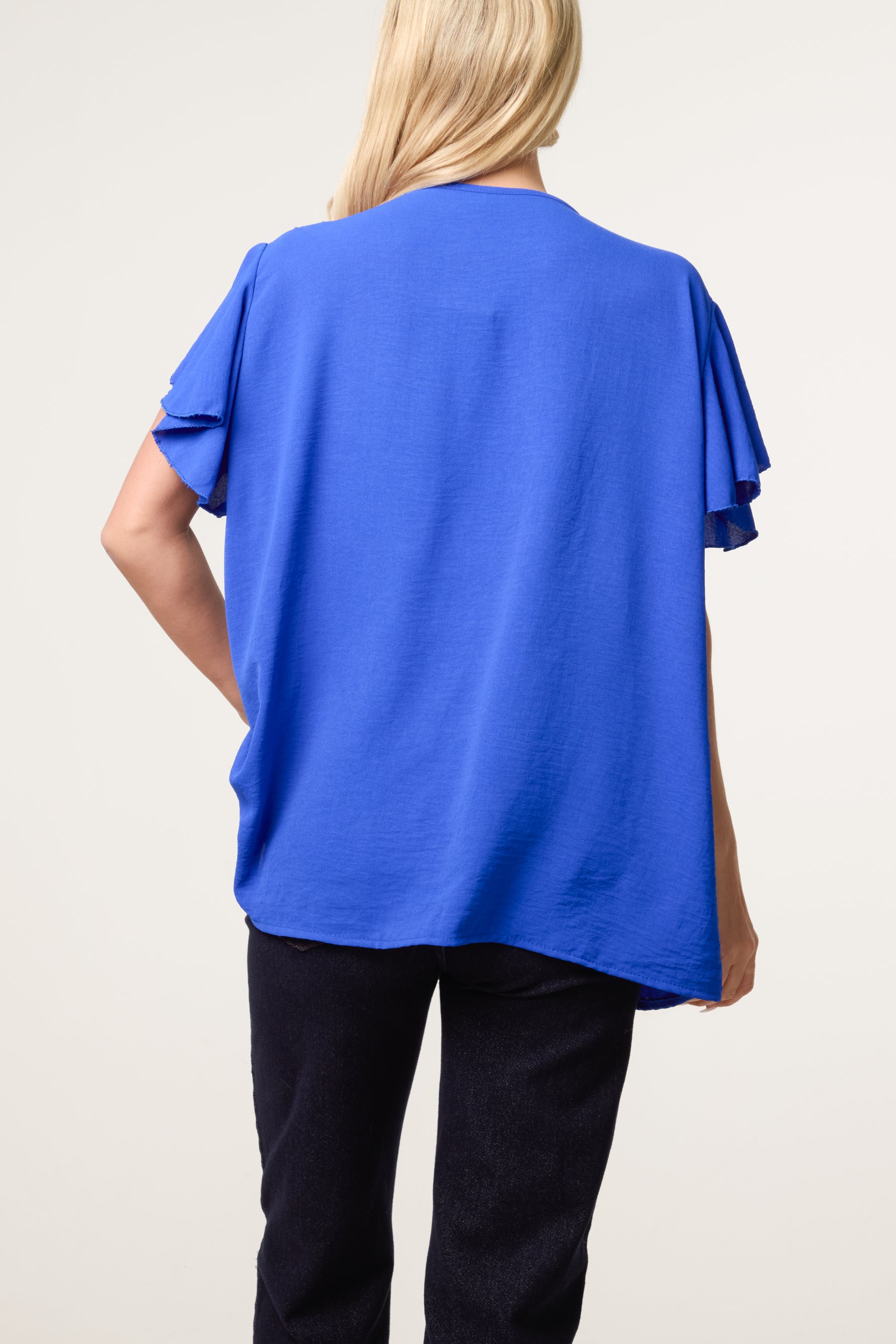 Ruffle Neck Frill Sleeve Blouse