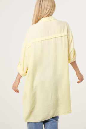 Rolled Sleeve Long Viscose Shirt