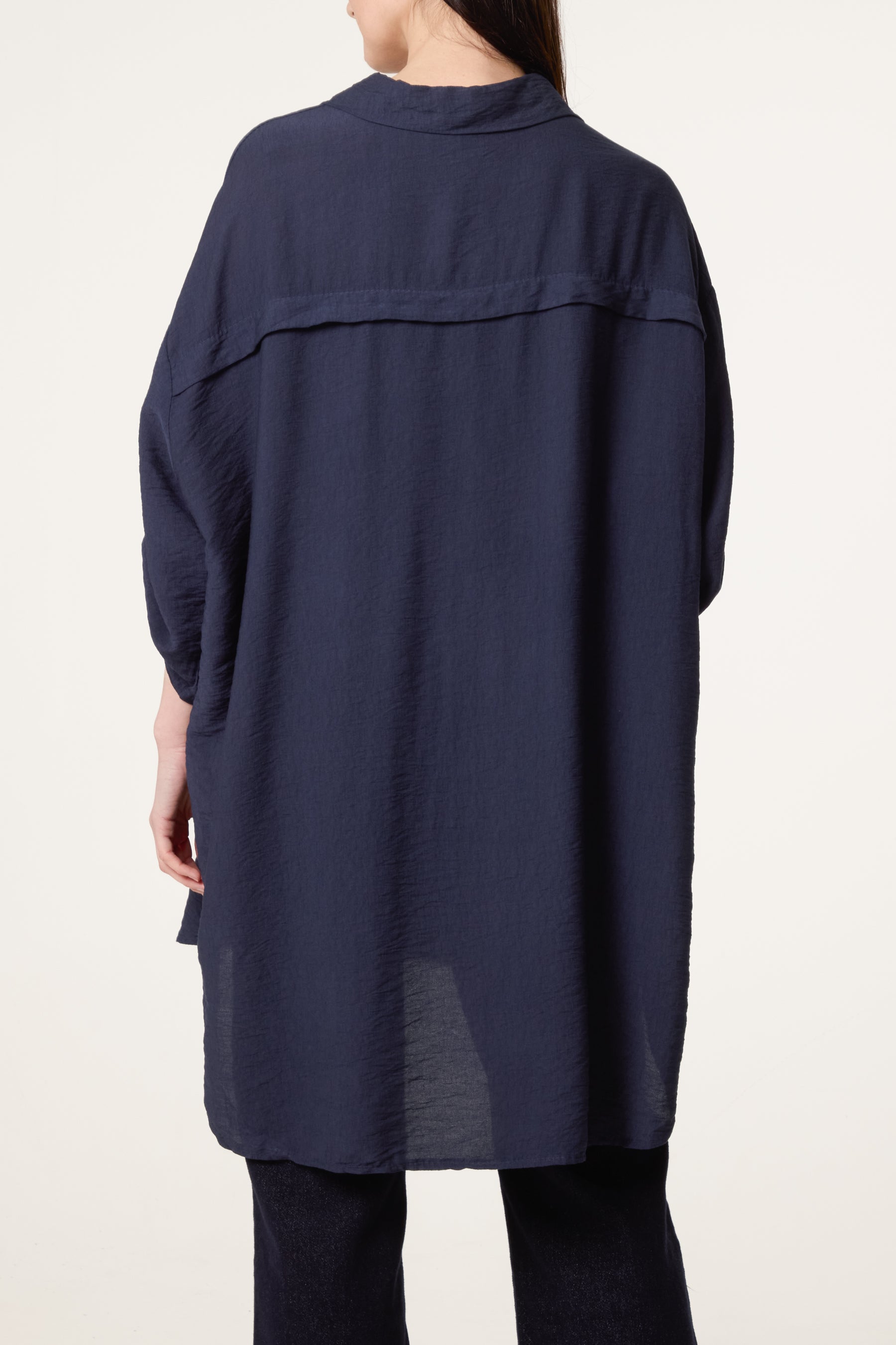 Rolled Sleeve Long Viscose Shirt