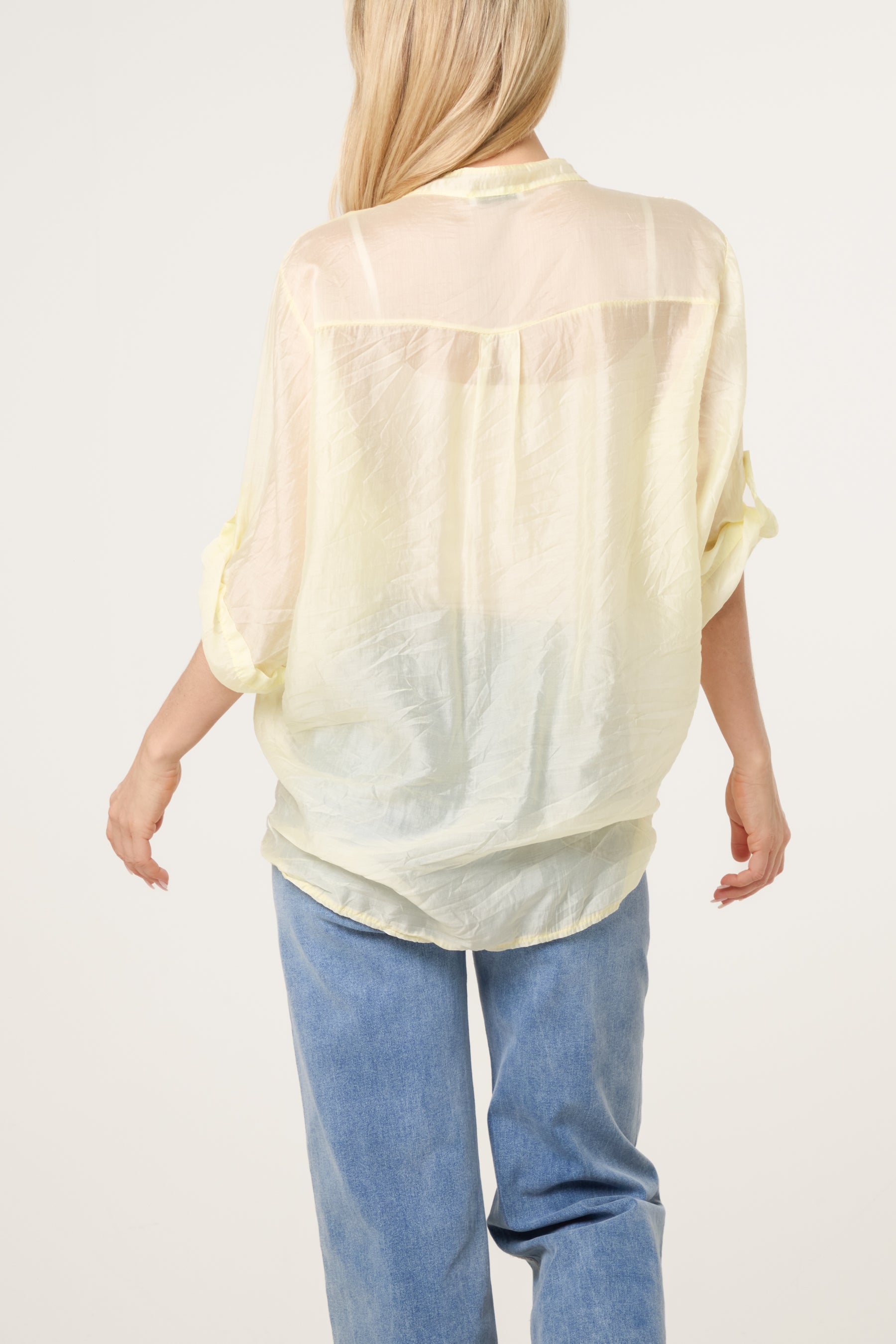 Roll Sleeve Tied Front Tencel Shirt
