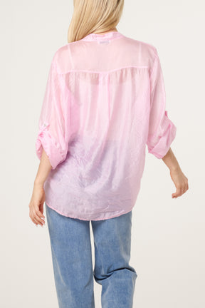 Roll Sleeve Tied Front Tencel Shirt