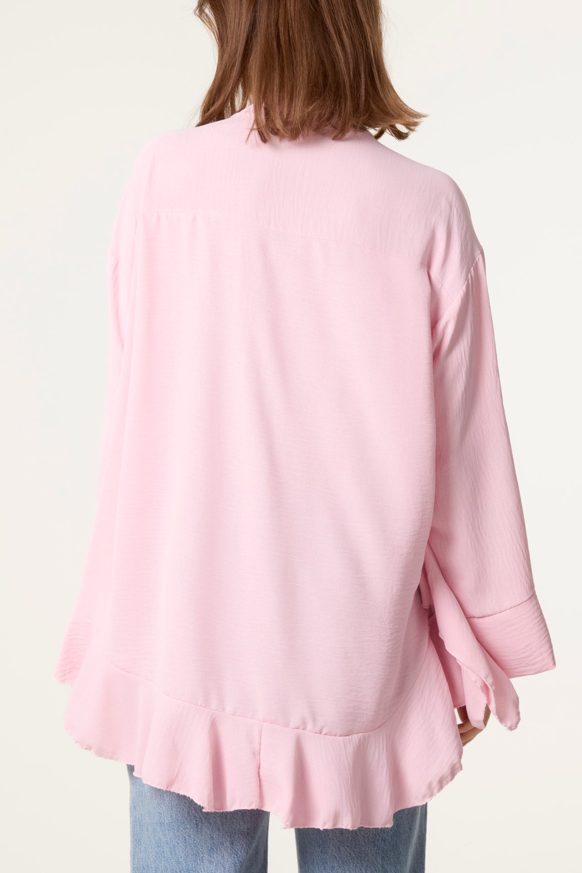 Frilled Hem & Sleeve Batwing Blouse