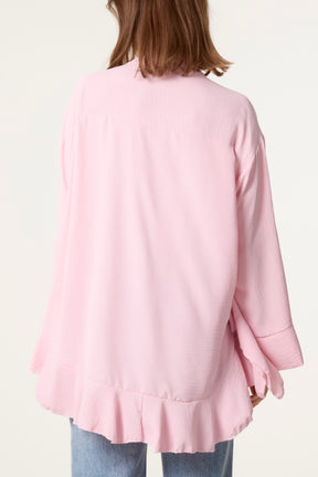 Frilled Hem & Sleeve Batwing Blouse