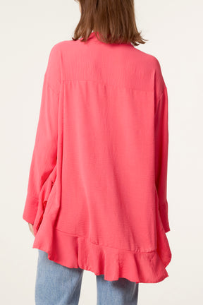 Frilled Hem & Sleeve Batwing Blouse