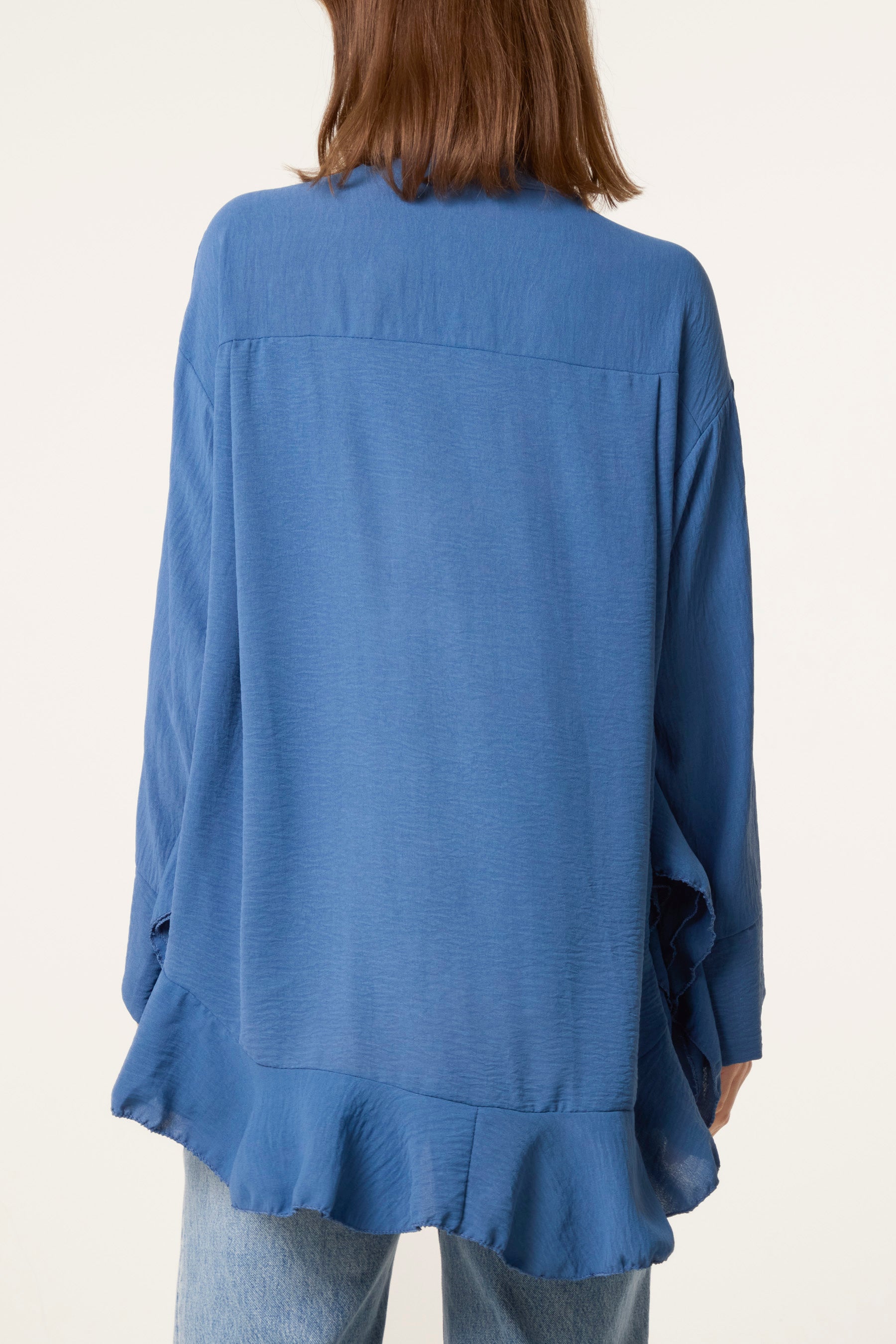 Frilled Hem & Sleeve Batwing Blouse