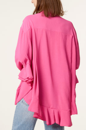 Frilled Hem & Sleeve Batwing Blouse