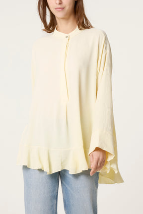 Frilled Hem & Sleeve Batwing Blouse