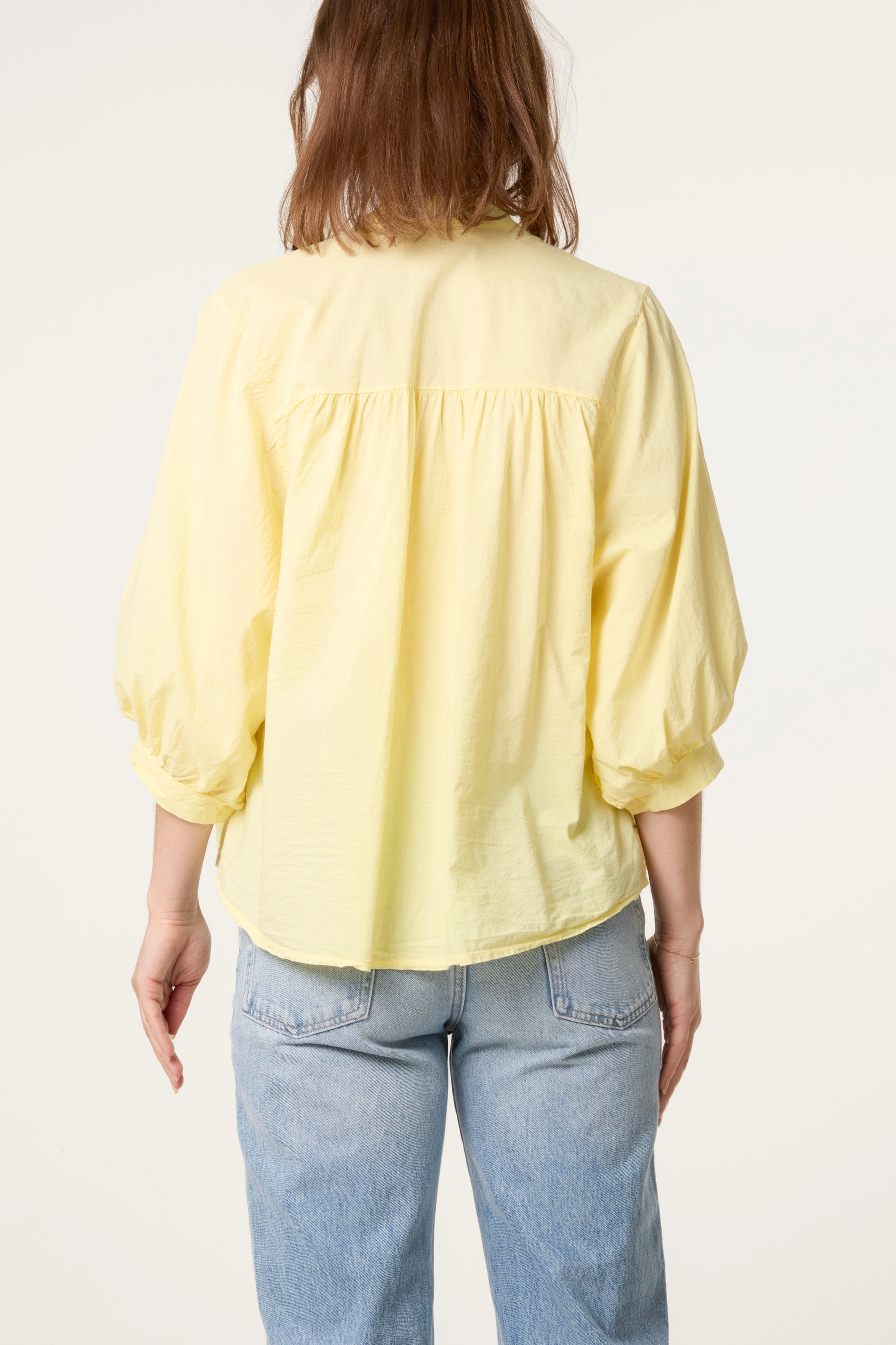 Embroidered 3D Leaves Cotton Shirt