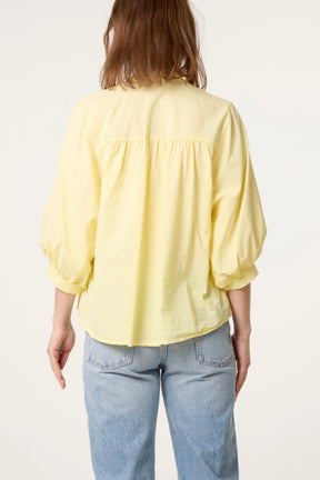 Embroidered 3D Leaves Cotton Shirt
