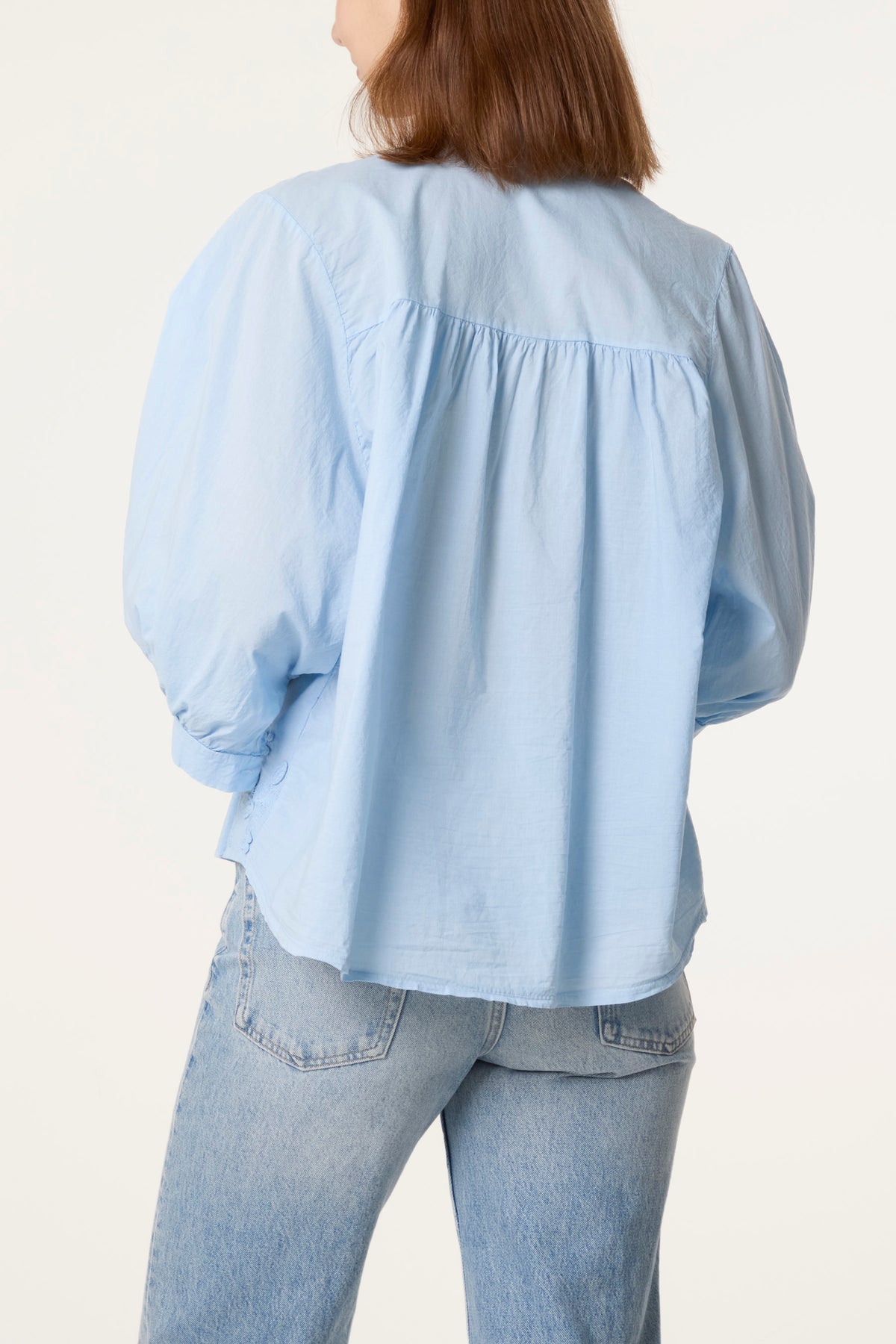 Embroidered 3D Leaves Cotton Shirt