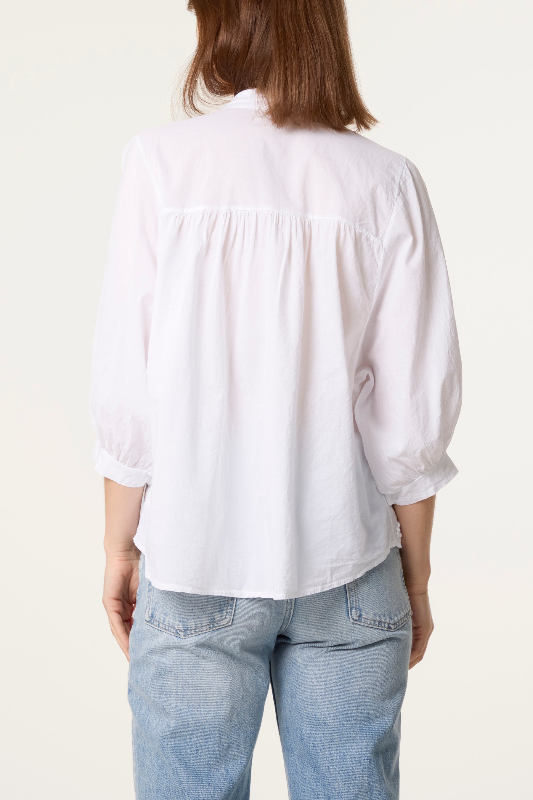 Embroidered 3D Leaves Cotton Shirt