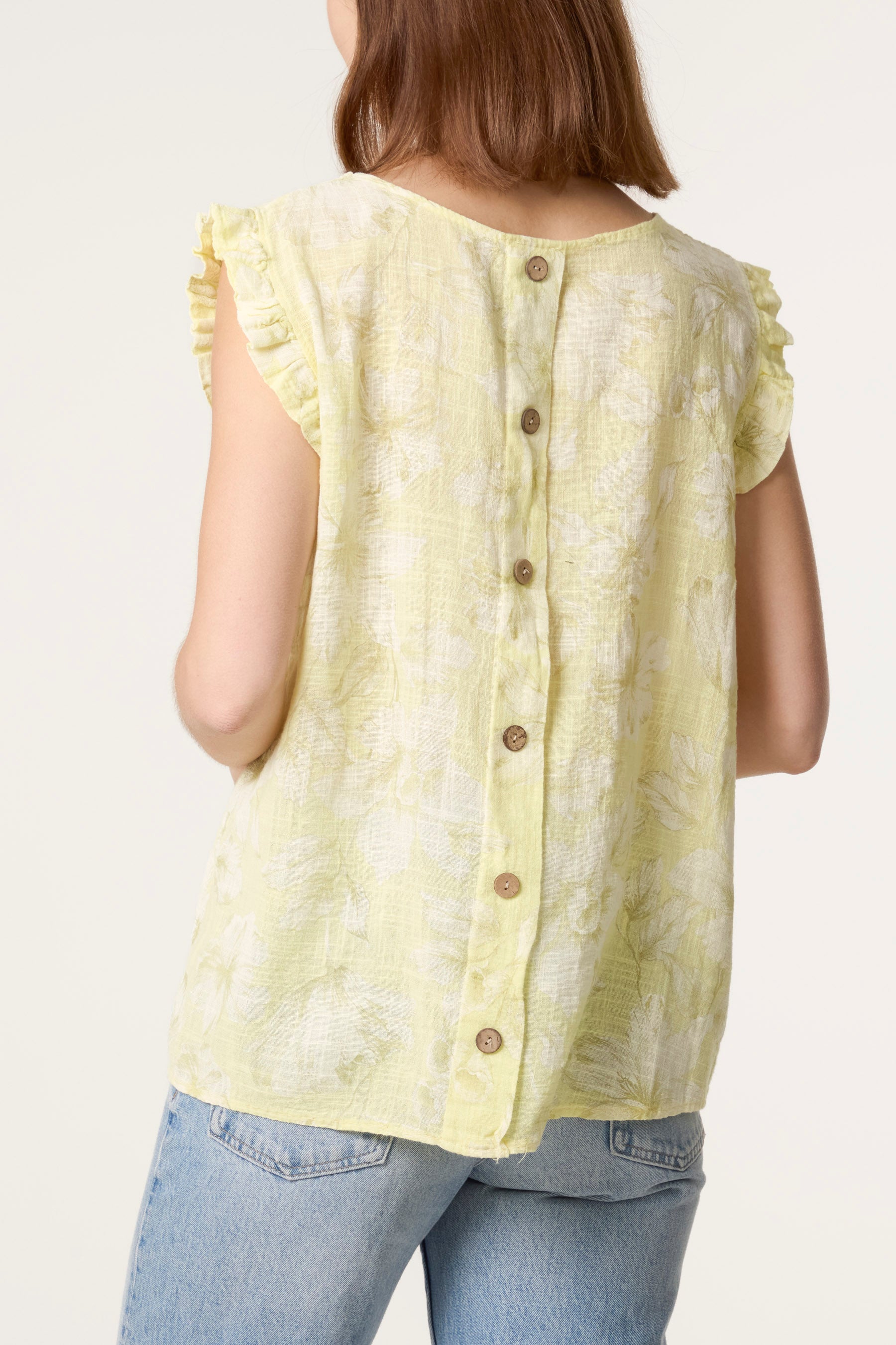 Floral Frill Sleeve Cotton Top