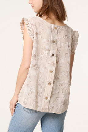 Floral Frill Sleeve Cotton Top