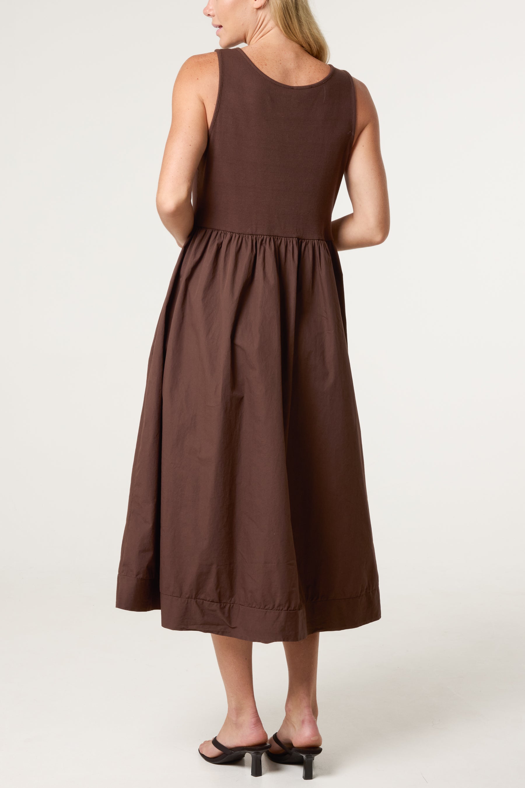Ribbed Top Combined Midi Dress