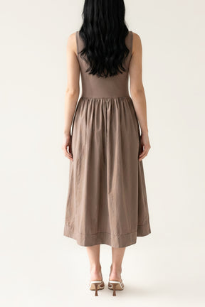 Ribbed Top Combined Midi Dress