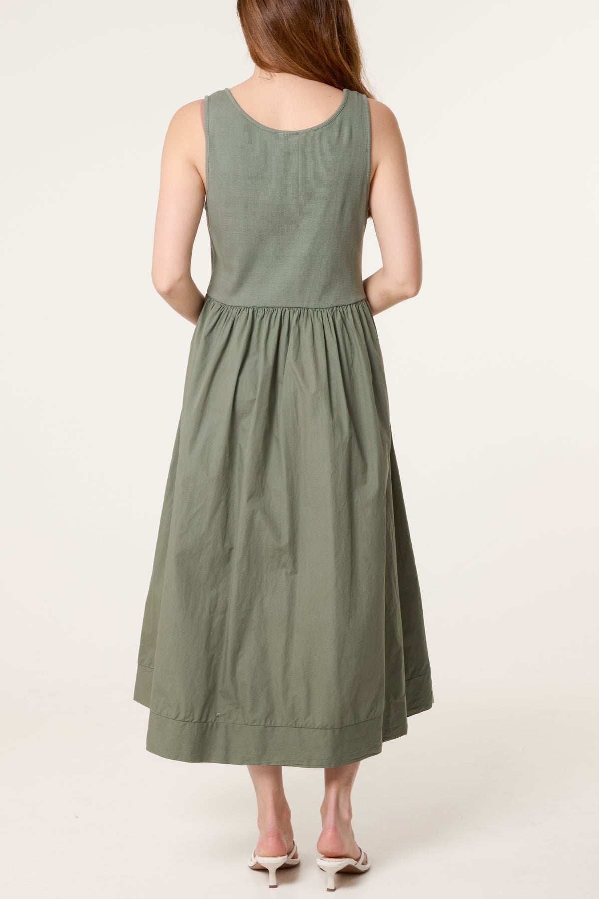 Ribbed Top Combined Midi Dress