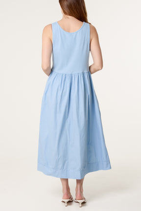 Ribbed Top Combined Midi Dress