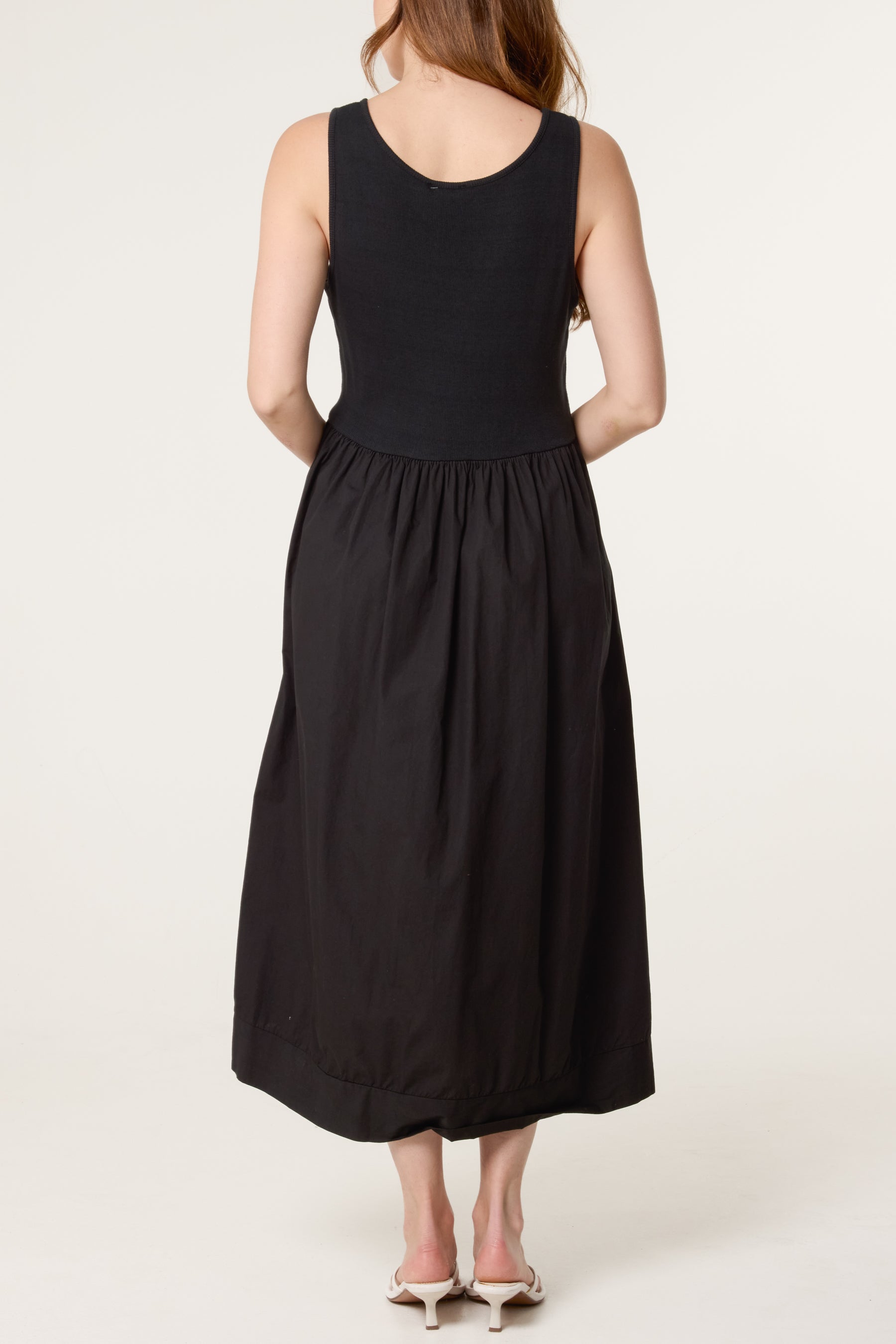 Ribbed Top Combined Midi Dress
