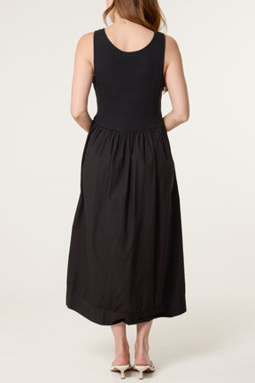 Ribbed Top Combined Midi Dress