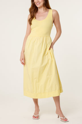Ribbed Top Combined Midi Dress
