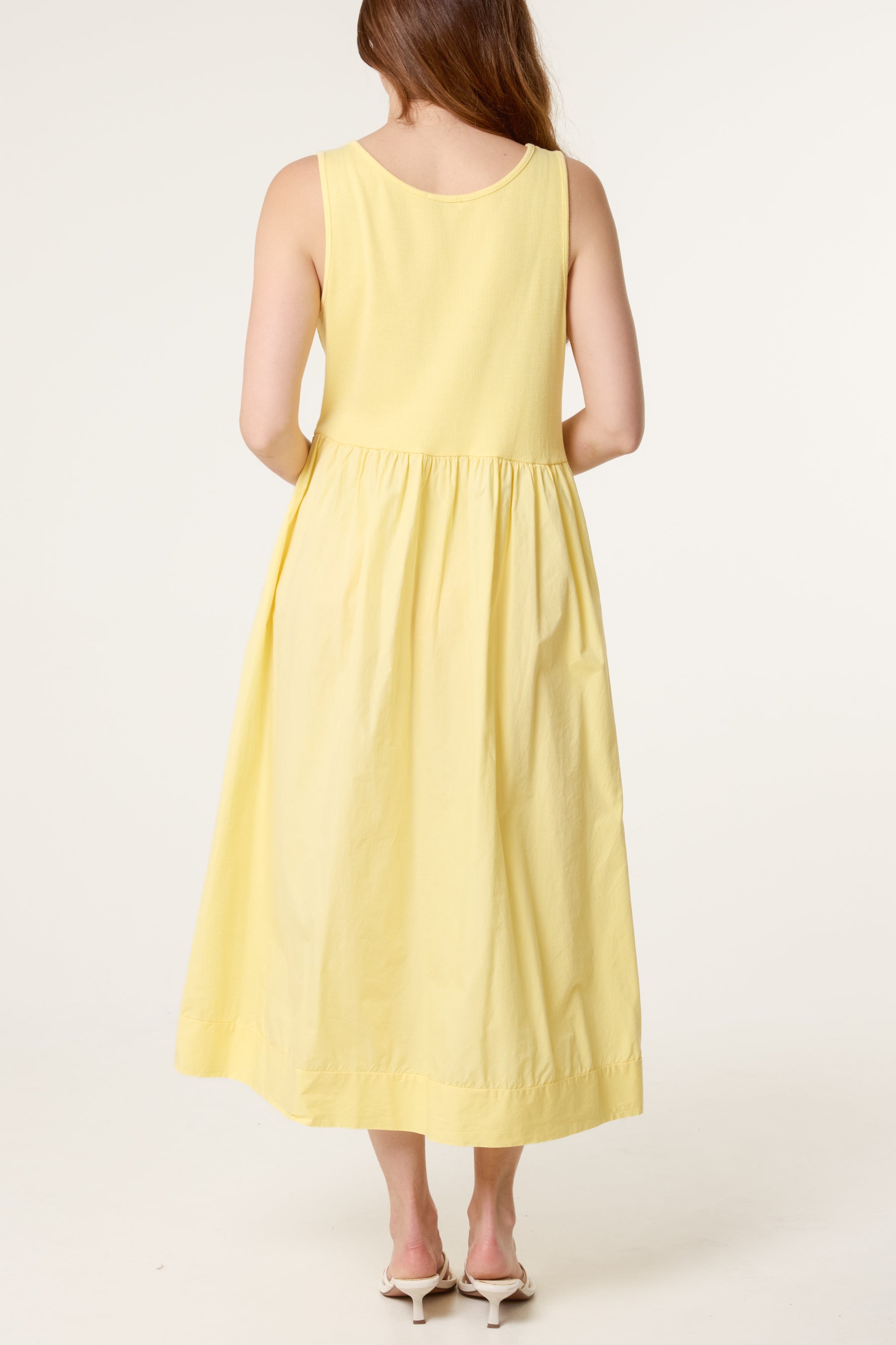 Ribbed Top Combined Midi Dress