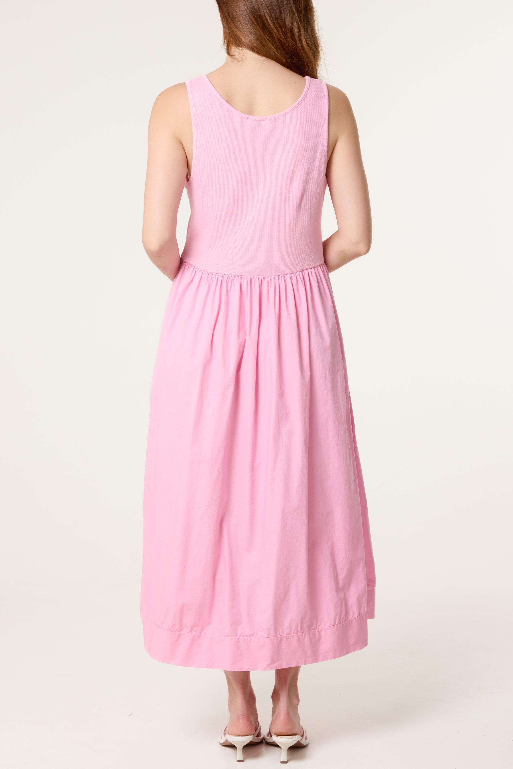 Ribbed Top Combined Midi Dress
