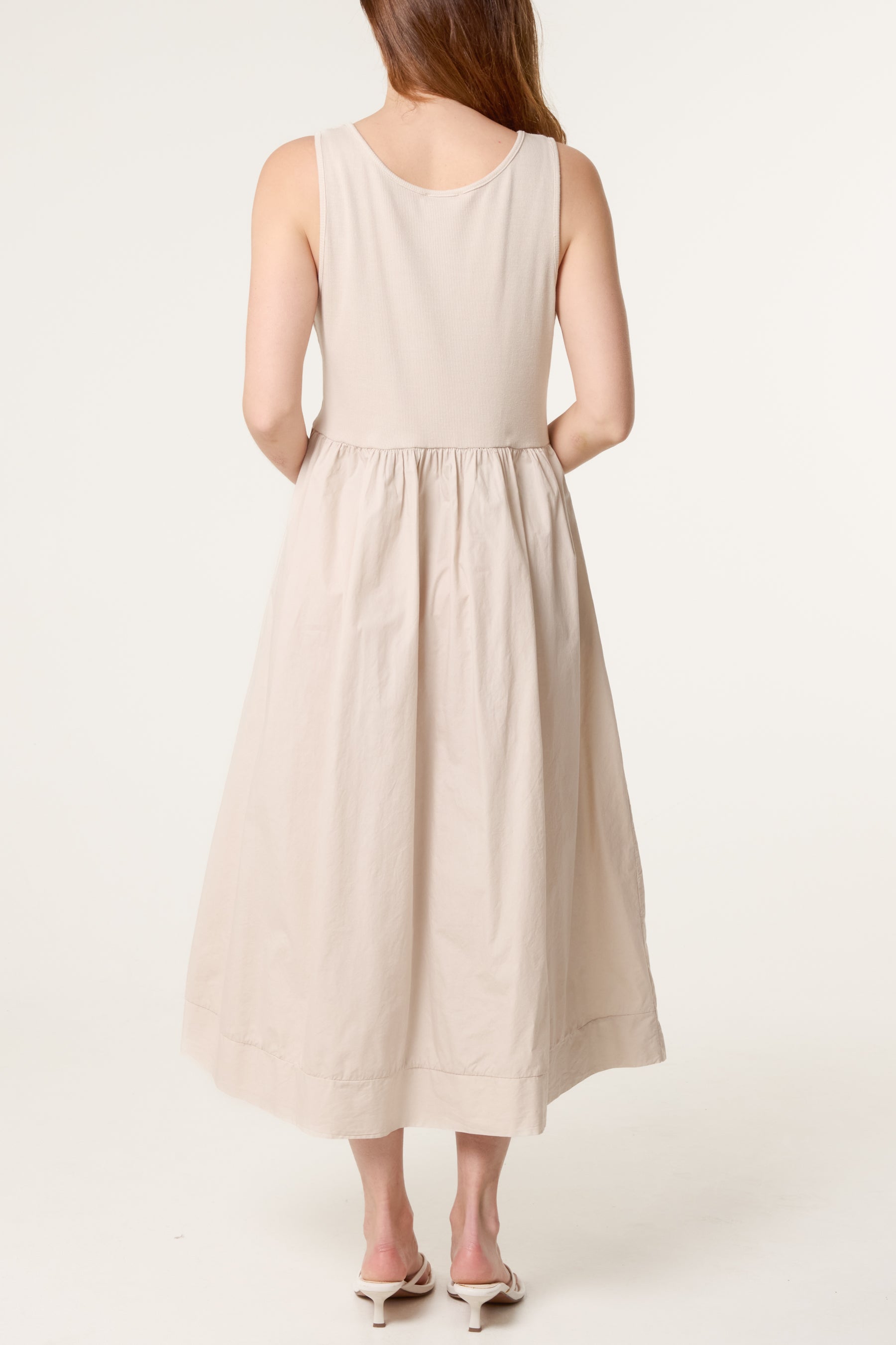 Ribbed Top Combined Midi Dress