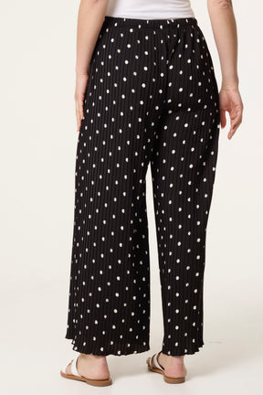 Polka Dot Plisse Culotte Trousers