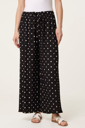 Polka Dot Plisse Culotte Trousers