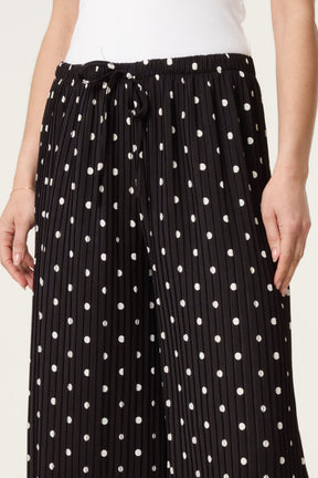 Polka Dot Plisse Culotte Trousers