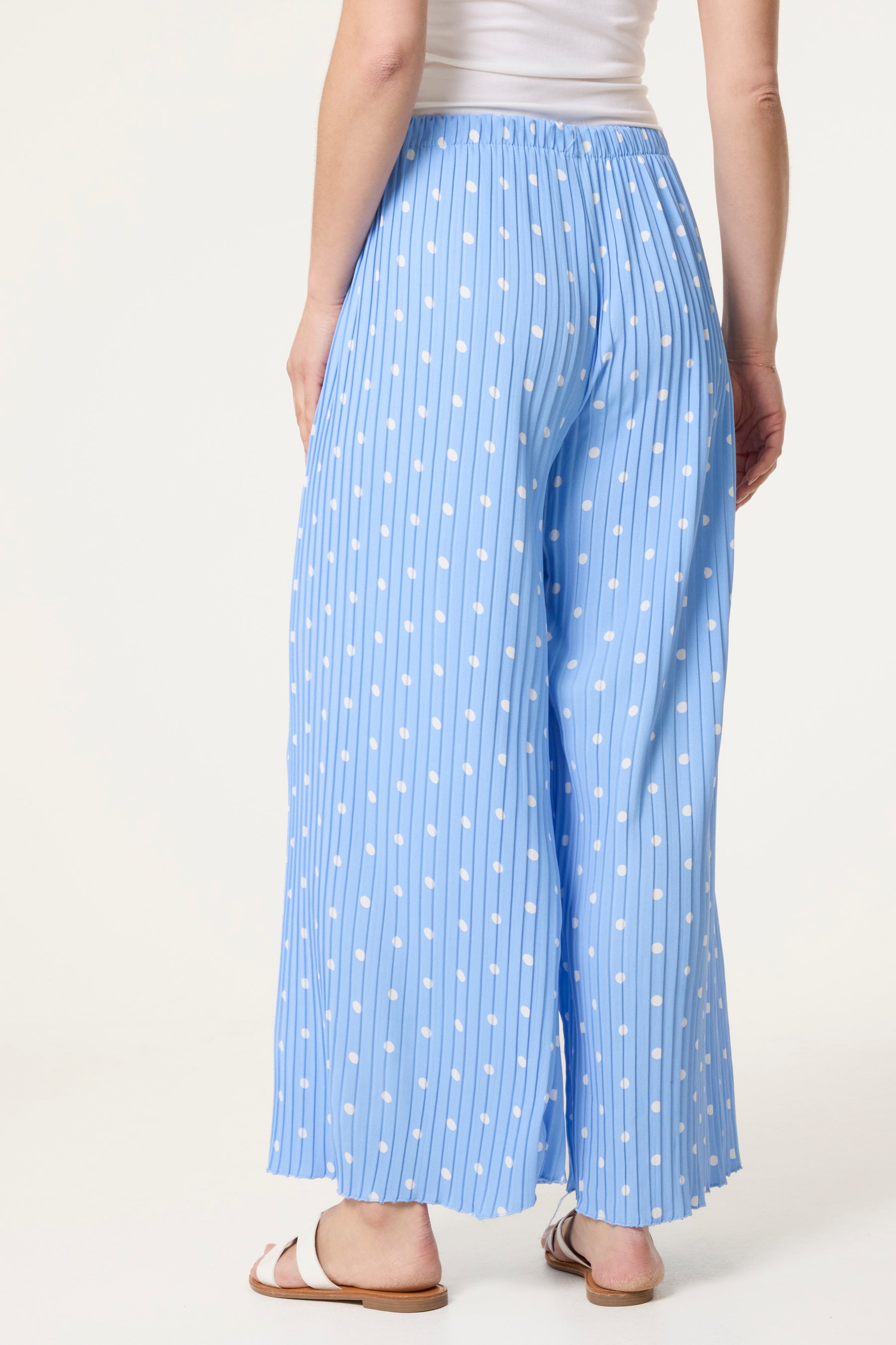 Polka Dot Plisse Culotte Trousers