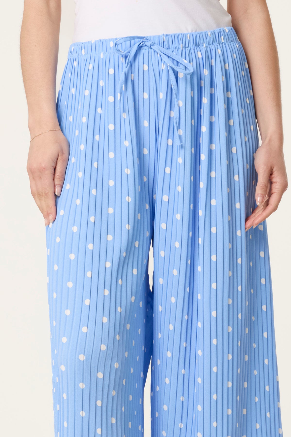 Polka Dot Plisse Culotte Trousers