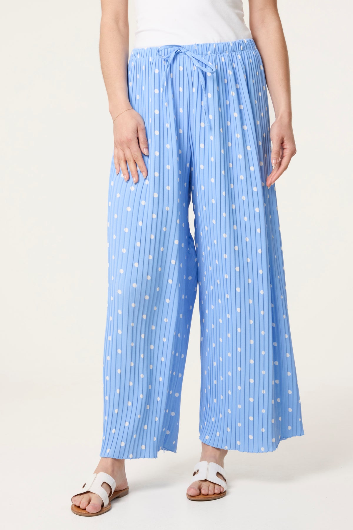 Polka Dot Plisse Culotte Trousers