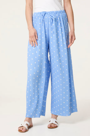 Polka Dot Plisse Culotte Trousers