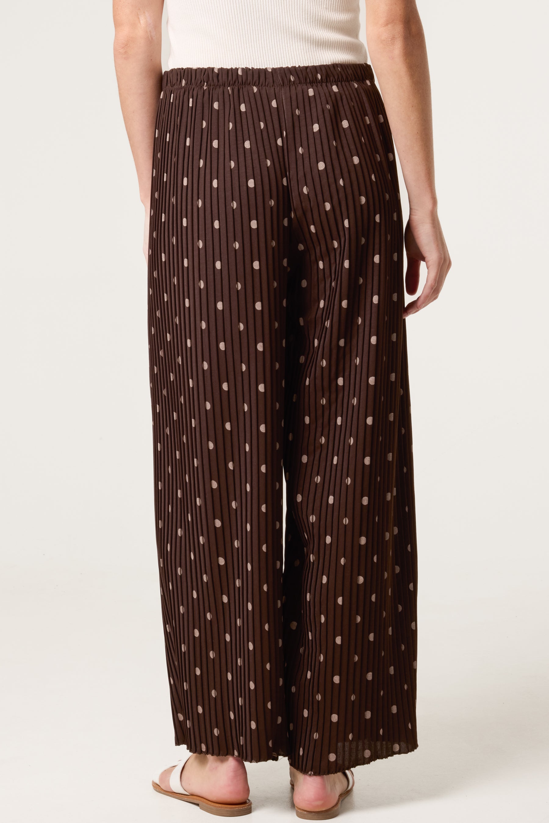 Polka Dot Plisse Culotte Trousers
