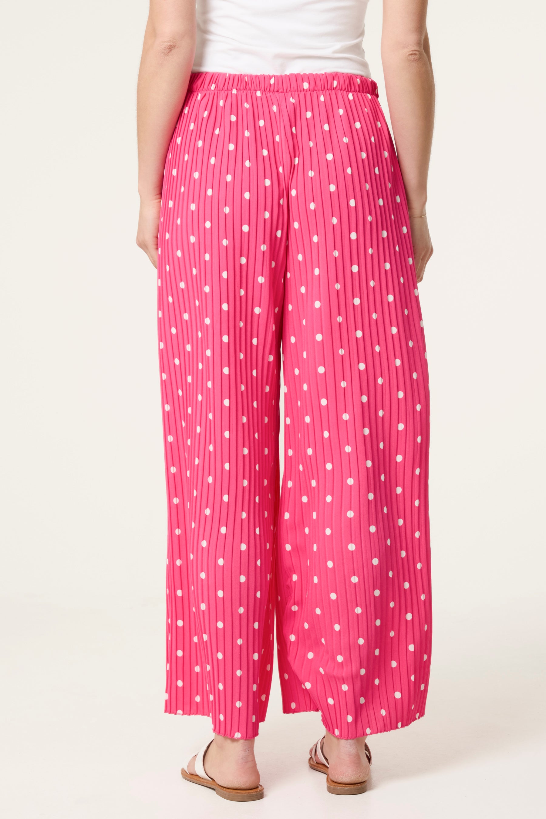 Polka Dot Plisse Culotte Trousers